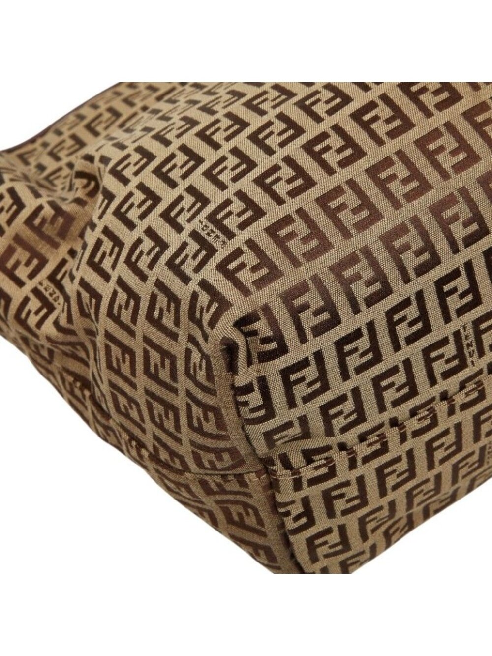 Fendi Zucchino Tote Beige Brown Canvas Leather - Picture 7 of 10